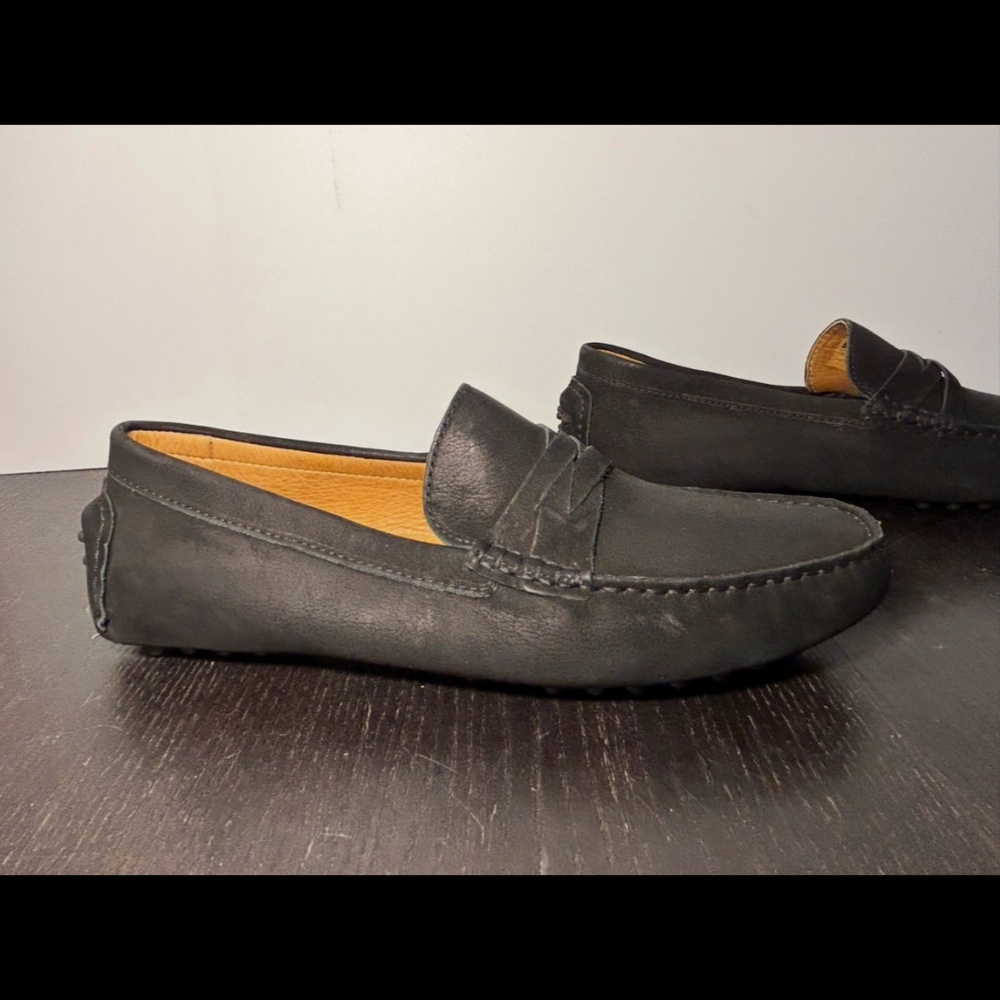 Massimo Matteo Nubuck Loafers Driving Shoes Black Mens 10